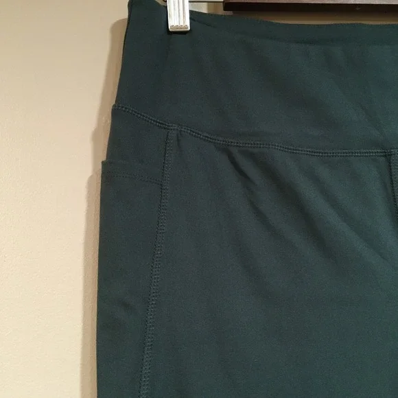 Jockey Wide Leg Pocket Yoga Pants Womens XL Dark Green Athleisure Gym Lounge - Picture 3 of 13